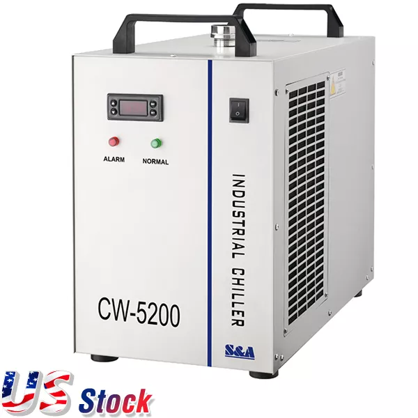 USA 110V 0.93HP CW-5200DH Industrial Water Chiller - 8KW Spindle/100W Laser Tube 2