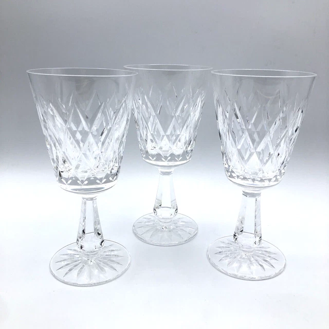3 VINTAGE WATERFORD KINSALE Irish Crystal Claret Wine Glasses 6 in 185