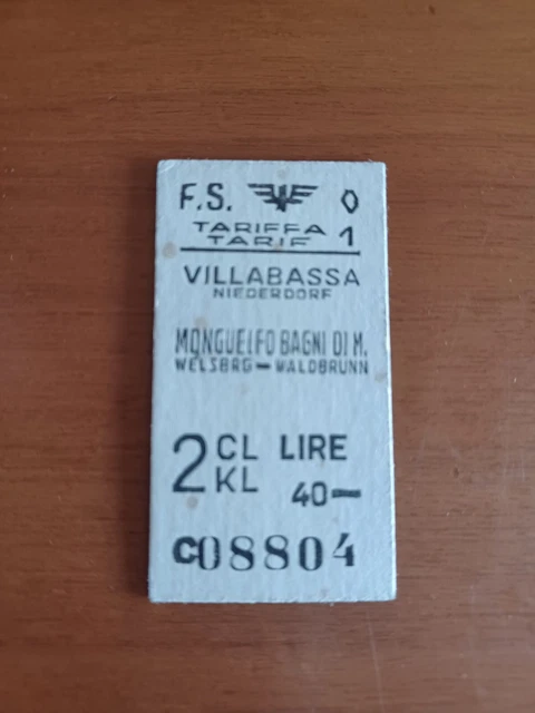 Biglietto Ferroviario F.s. Edmonson Villabassa Monguelfo 1958 Welsbrg Waldbrunn