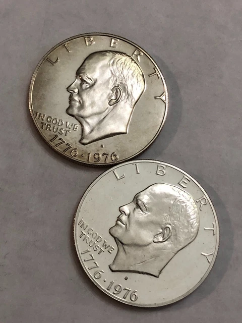 (2 pf coins) 1776-1976S types 1&2 clad PROOF Eisenhower IKE dollars.  #2