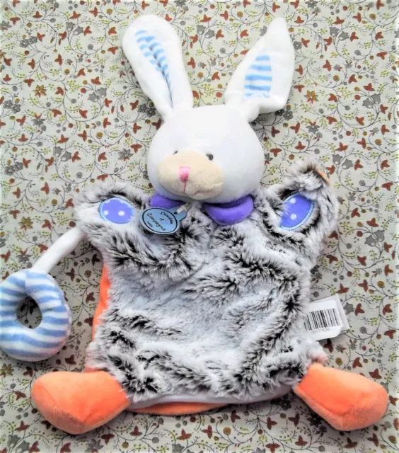 J/ Doudou Et Compagnie Marionnette Lapin Choupi Gris Orange Bleu  35Cm Neuf