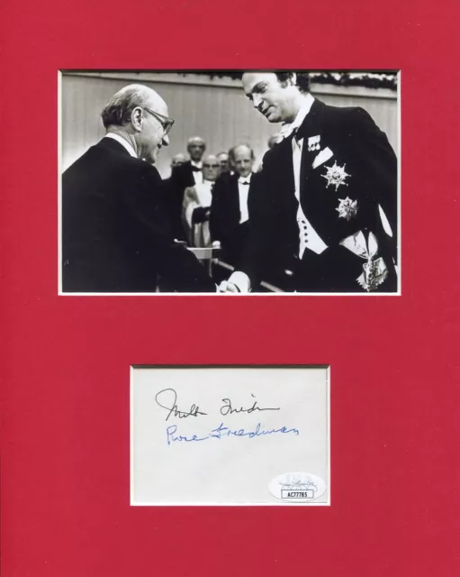 Milton Friedman Nobel Prize Economics No Free Lunch Signed Autograph Photo JSA