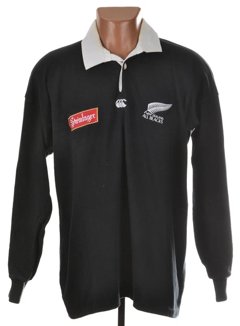 Maillot De Rugby Noir Vintage Nouvelle-Zélande Années 90 - Canterbury - Taille L - Occasion