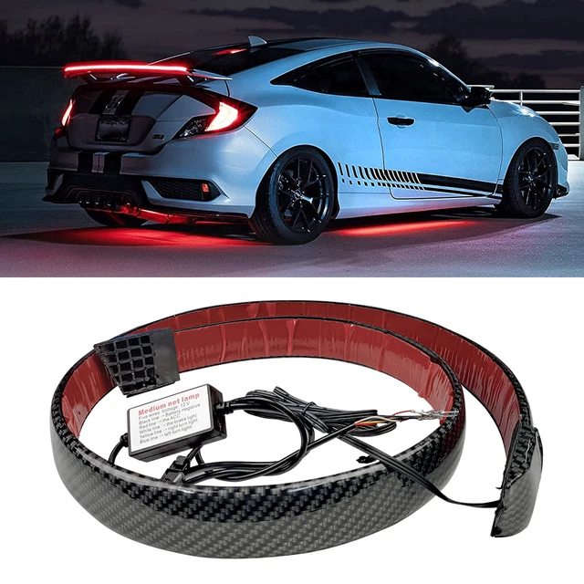 1118CM CARBON FIBER LED Rear Wing Spoiler Lip Kit Light Trunk Car Roof