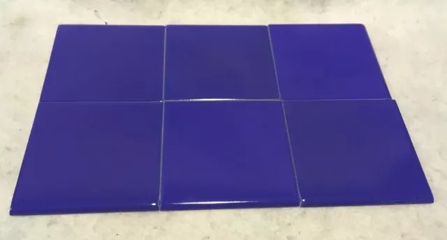 Lot 6 Retro NOS Ceramic Tile By DK Made In Japan 4 1/4” Blue