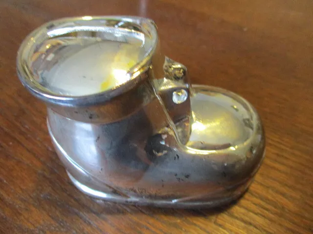 Kleine Spardose Sparstiefel Schweres Metall (ca. 230g) Versilbert?