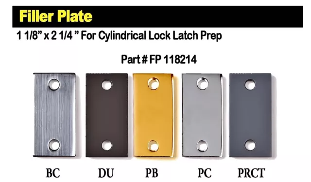 Door Strike Filler Plate | Cylindrical Lock Latch Prep | 1 1/8" x 2 1/4"