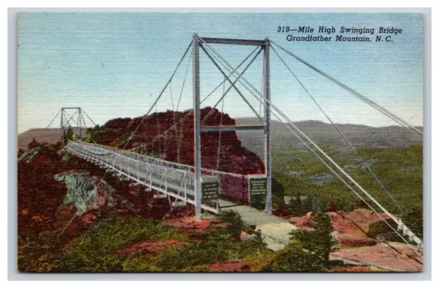 MILE HIGH SWINGING Bridge Grandfather Mountain North Carolina NC Postcard PicClick