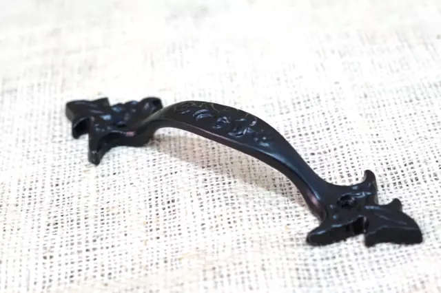 8 Cast Iron Handles Gate Pull Shed Door Barn Handle Drawer Pulls Durable Black 4
