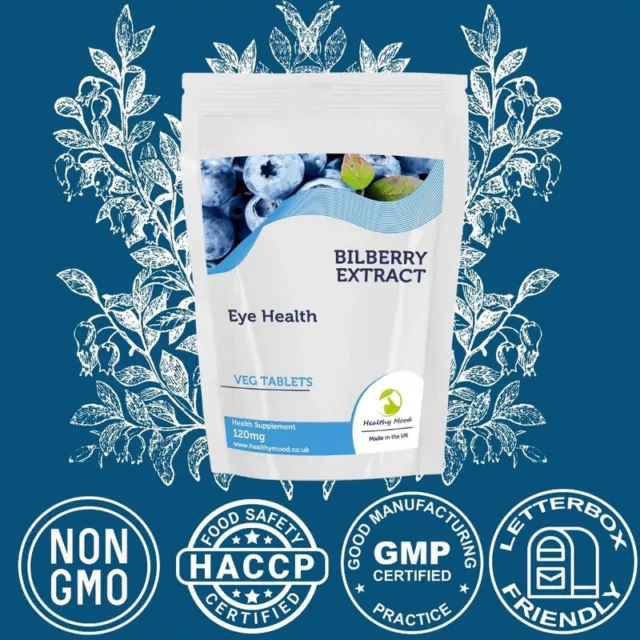 Bilberry Extract Eye Health Antioxidant 2000mg Extract 180 Veg Tablets Anthocyan