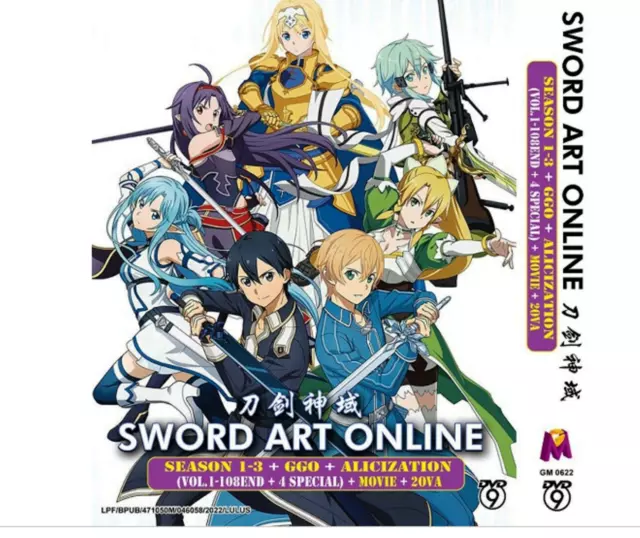 Dvd Anime Sword Art Online Sea 1-3 +Ggo +Alicization Vol.1-108 Eng Dub