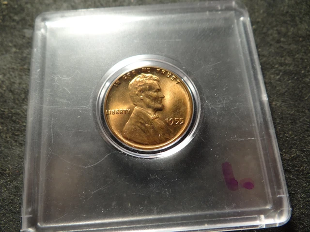 1955 poor Mans Double 1955 BU RED Glossy Lincoln Head Cent AZX
