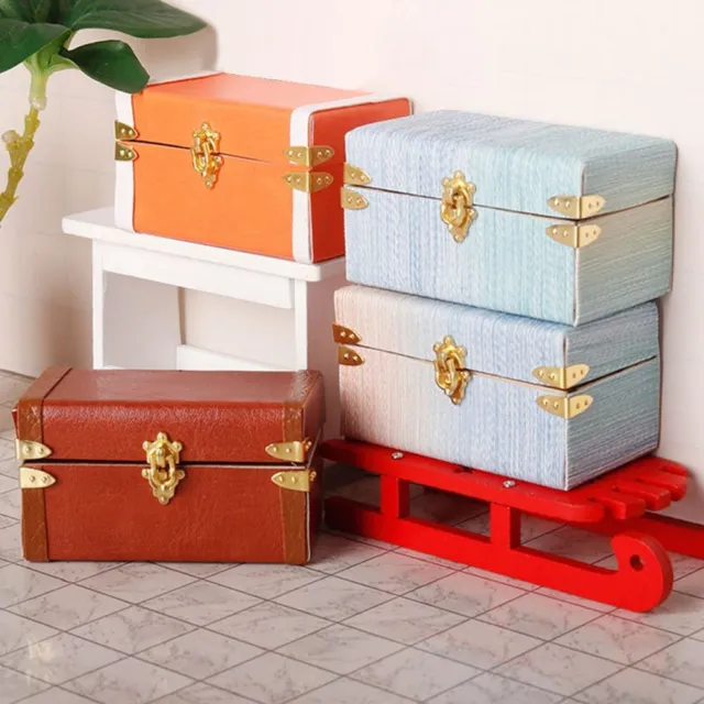 Dolls Furniture Miniature Portable Trunk 1:12 Scale Dollhouse Suitcase