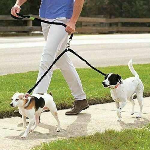 Doppel Leine Hundeleine für zwei Hunde geflochten Nylon Führleine verstellbar