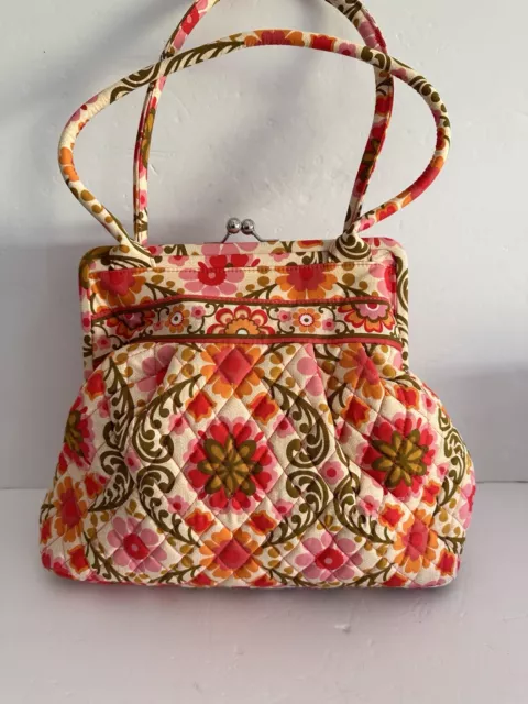 VERA BRADLEY Alice Kiss-Lock Shoulder Purse Handbag Floral Large Multipocket