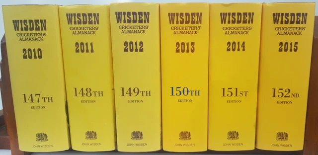 Wisden Cricketers'  Almanacs - 6 Editions 2010-15 - Hard Cover  (LOT 10)