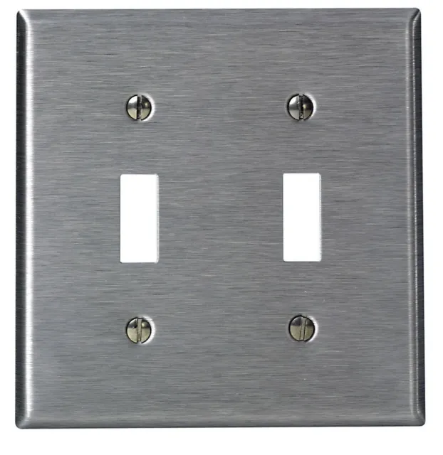 (2) Leviton 84009  2-Gang Toggle Switch Device Wall Plate Cover Brushed Silver