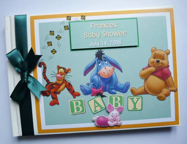 Winnie the Pooh baby shower guest book, winnie baby album, baby boy gift