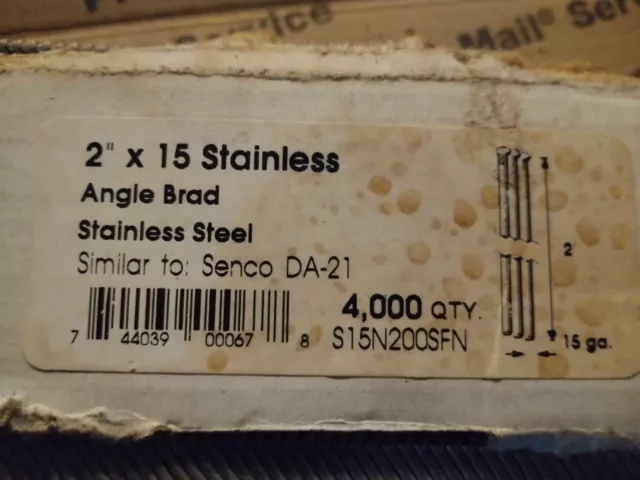 2" x 15 Stainless Angle Brad Stainless Steel 2,000