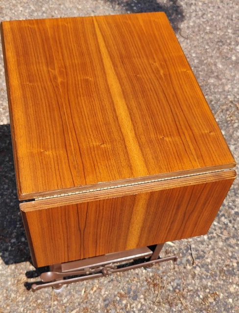 Vintage Mid Century Hi-Lo Walnut top Industrial Typewriter Stand Drop side Table Vintage Mid Century Hi-Lo Walnut top Industrial Typewriter Stand Drop side Table