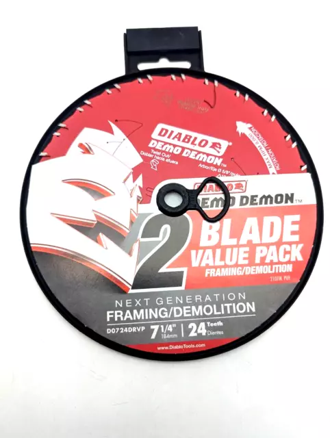 (2 BLADES) DIABLO Demo Demon 7-1/4 in. x 24-Tooth Framing Circular Saw Blade