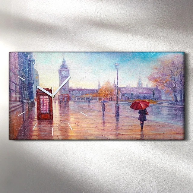 Horloge Silencieuse murale sur toile 60x30 peinture de urbaine