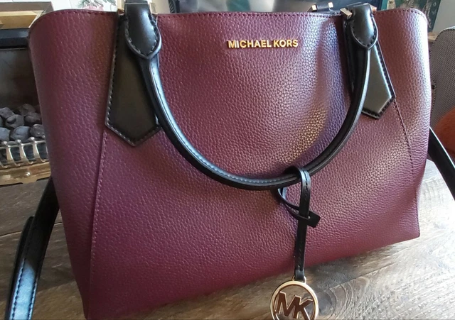 GENUINE MICHAEL KORS Kimberly Satchel Bag Merlot Dark Red Black