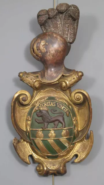 Escudo Heraldico De Hidalgo. Madera Policromada Y Dorada. Siglo X