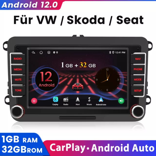 7" Android 12 Autoradio DAB+ für VW Golf 5 6 Passat Touran Polo Tiguan GPS NAVI