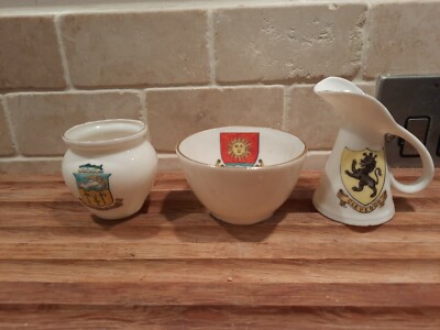 3 Vtg Crested Ware West Country  Souvenirs Clevedon Weston S-M Bradford  On Avon 