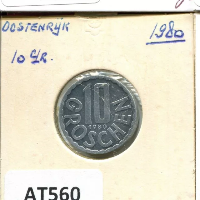 10 GROSCHEN 1980 AUSTRIA Coin #AT560U