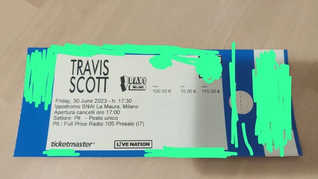 Biglietti concerto Travis scott PIT - Ippodromo snai milano 30/06/2023