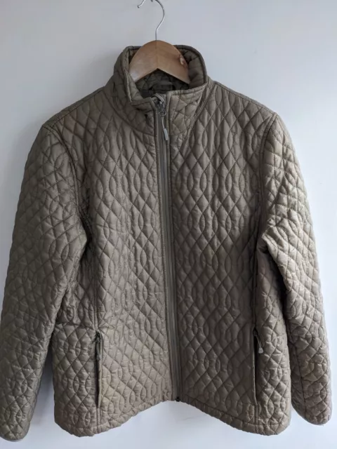 Lands End Women's Gold Coloured Quilted Coat with Pockets in Excellent Condition