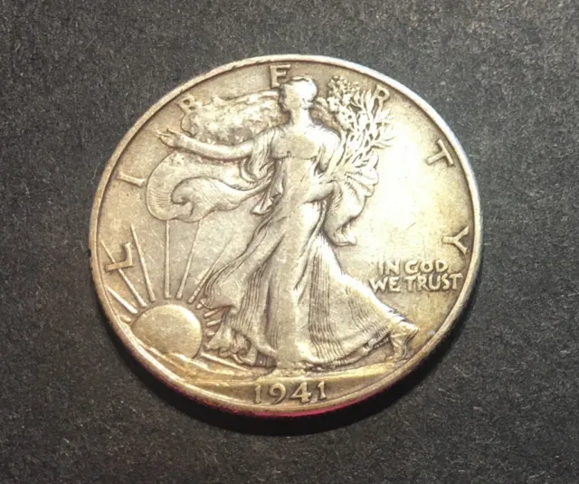 1941 D Liberty Walking Half Dollar 90% Silver circulated in very fine condition