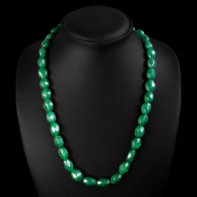 Top Most Exeburent 316.00 Cts Natural Oval Faceted Green Emerald Beads Necklace