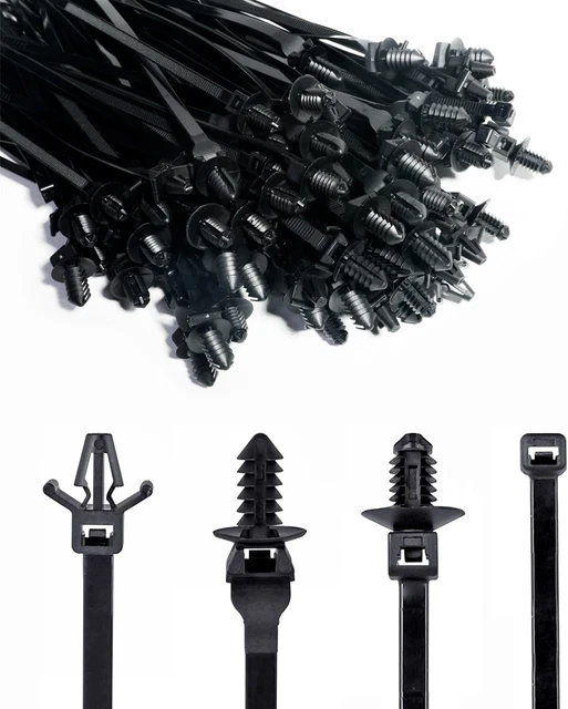 120 Packs Car Mount Wire Tie Nylon Push Mount Cable Zip Strap Self-Locking Tie