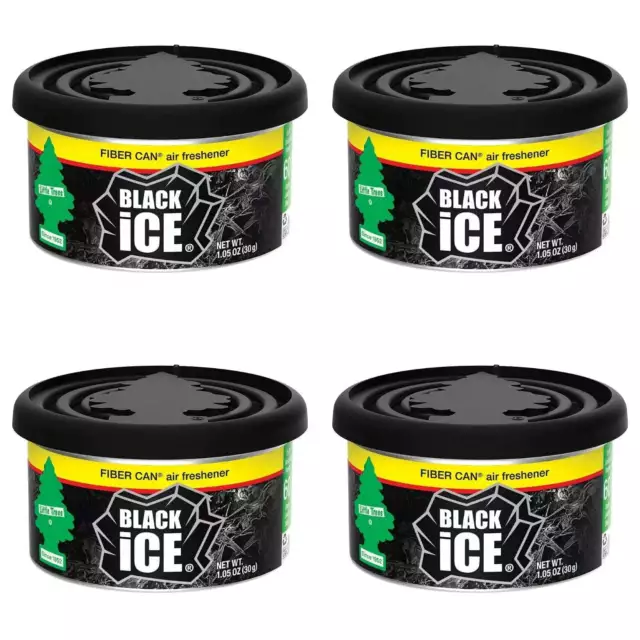 4 x LITTLE TREES BLACK ICE FRAGRANCE FIBRE CAN AIR FRESHENER CAR HOME OFFICE