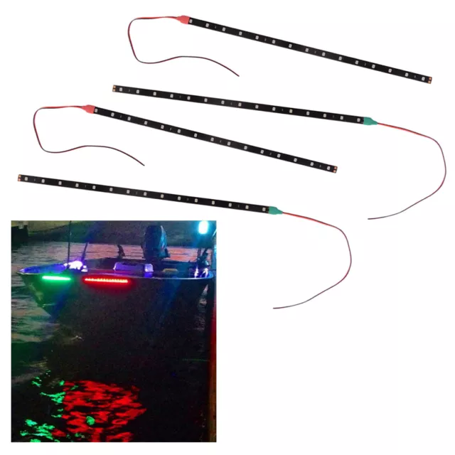 4pcs LED Bow Lights Navigation Light Strip Bar for Boat Marine Red &Green