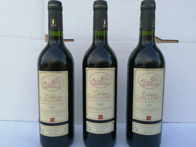 Lot De 3 Bouteilles De Vin Rouge 2007 1er Côtes De Bordeaux