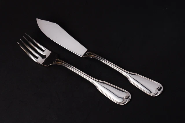 Fischbesteck Gabel Messer Robbe & Berking 925 Silber R&B Alt Faden Augsburger
