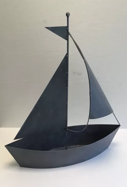 Deko Boot Metall Grau Silber In & Outdoor 55 x 64 x 25 cm
