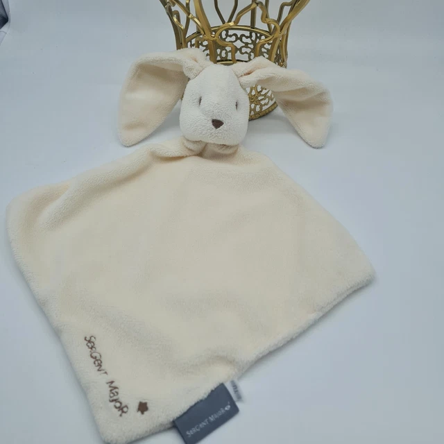 19 - Doudou Plat Lapin Beige  Losange Sergent Major Neuf