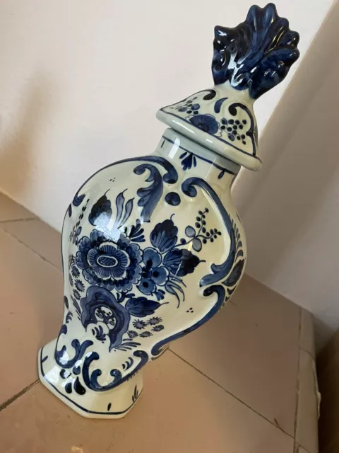 Delfts blau Royal Boch Keramik  Steingut Vase mit Deckel Handgemalt ca 32cm