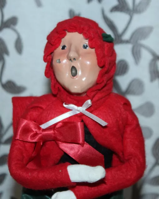 Vtg 1988 BYERS CHOICE Caroler WOMAN IN RED HOOD Christmas LOT JL