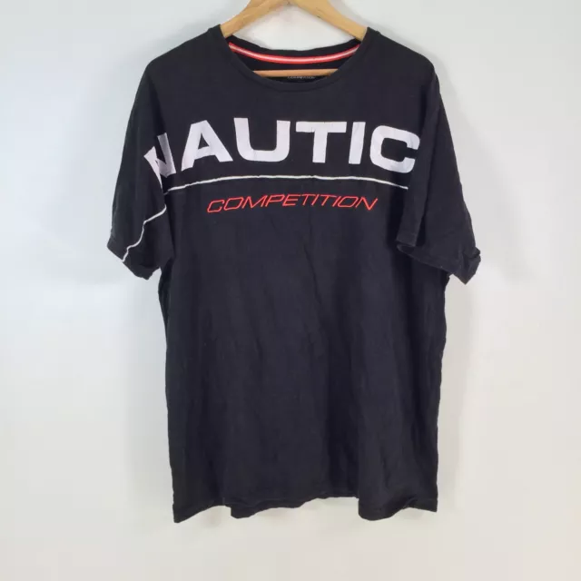 Nautica competition mens t shirt size 2XL black short sleeve spell out 081892