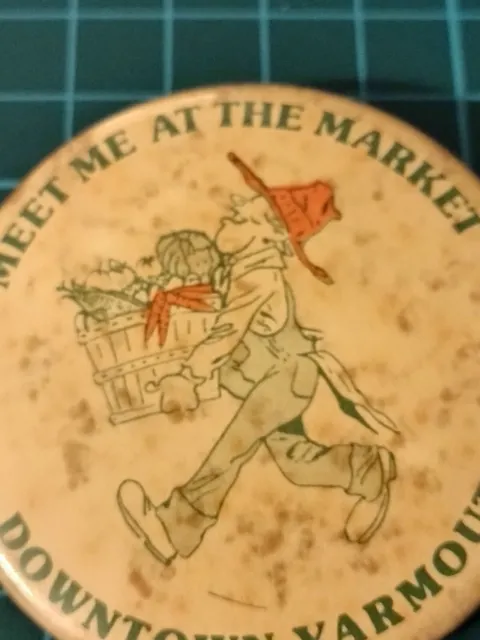 Stained DOWNTOWN DARTMOUTH MEET ME AT THE MARKET farmers market pin badge button