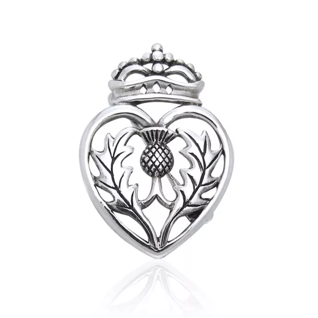 Chardon Ecossais Avec Couronne .925 Argent Sterling Broche Peter Stone Bijoux