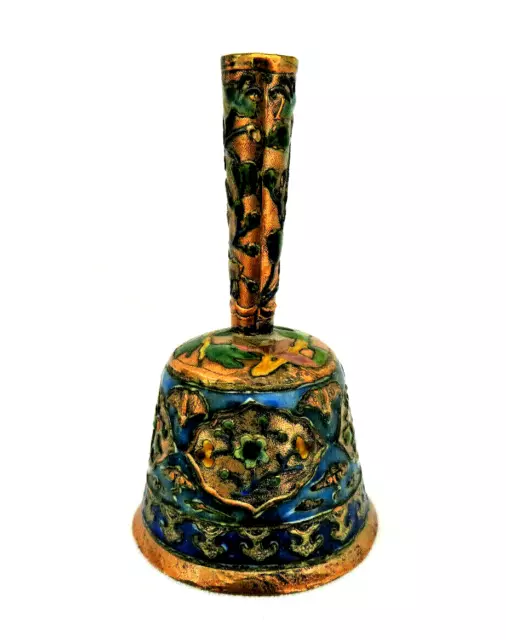 Antique Chinese Enamel Bell with Waterlilies & Bats