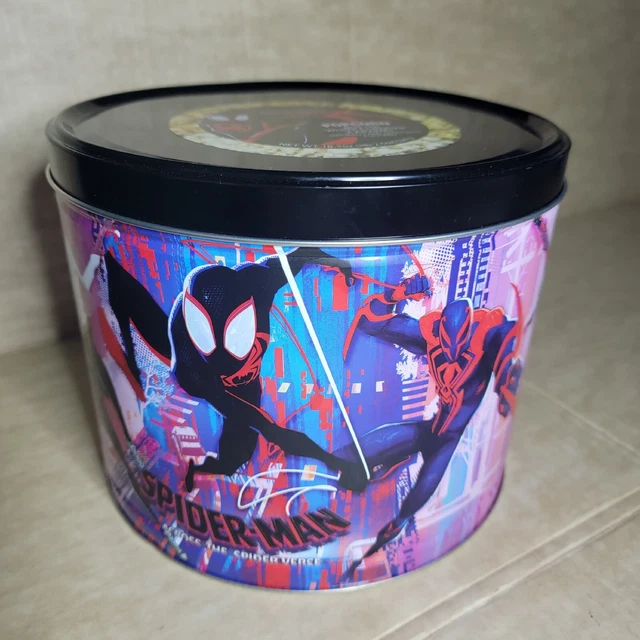 2023 SPIDERMAN ACROSS The Spiderverse Popcorn Bucket Tin & Popcorn. (NO