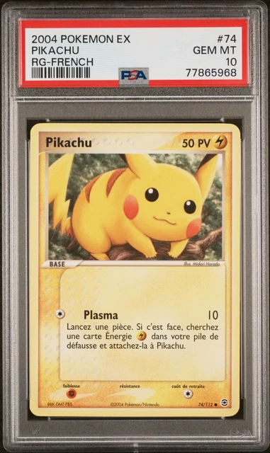 Carte Pokemon Pikachu 74/112 EX Rouge feu Vert Feuille PSA 10 ⚡️⚡️